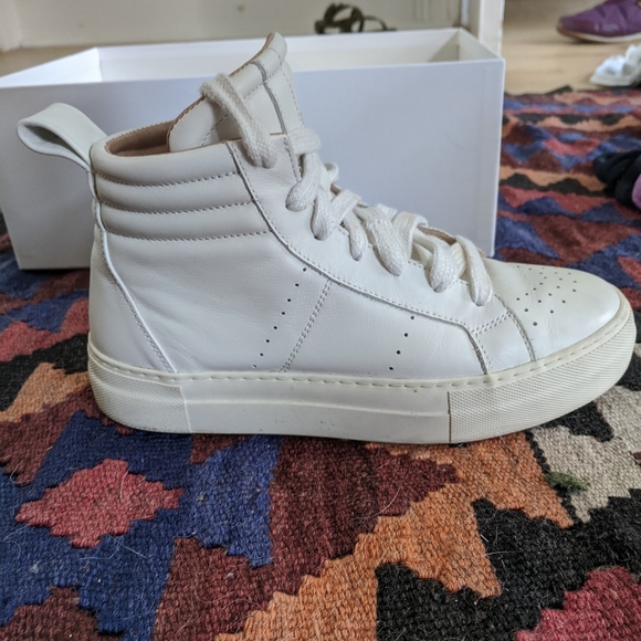 Helmut Lang Shoes - Helmut Lang white leather high top sneaker